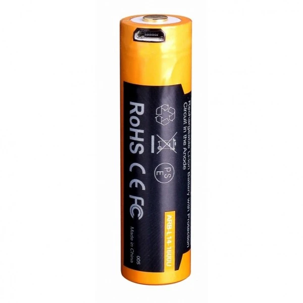 Аккумулятор Fenix 14500 ARB-L14-1600U 1600mAh с разъемом для USB (Без упаковки. В зип пакете.)