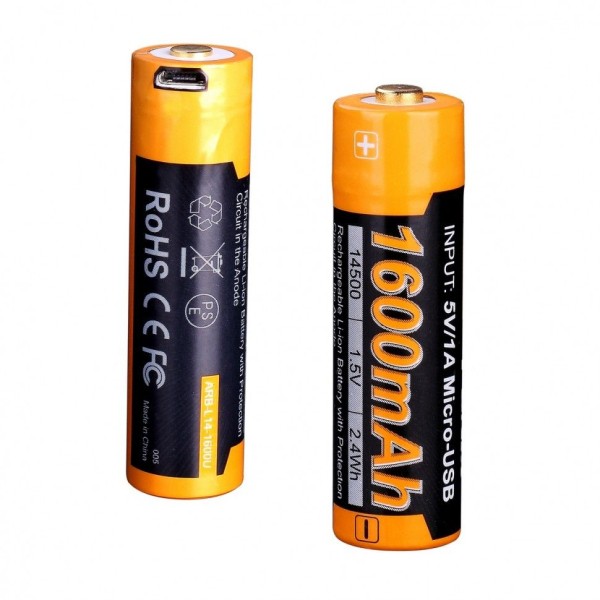 Аккумулятор Fenix 14500 ARB-L14-1600U 1600mAh с разъемом для USB (вскрыта упаковка)