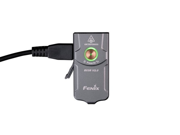 Уцененный товар Фонарь-брелок Fenix E03R EDC V2.0 Gray(Вскрытый, мятый блистер)