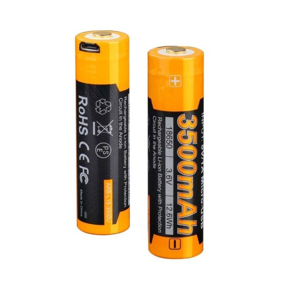 Уцененный товар Аккумулятор 18650 Fenix 3500U mAh с разъемом для USB, ARB-L18-3500U(витрин.образец)